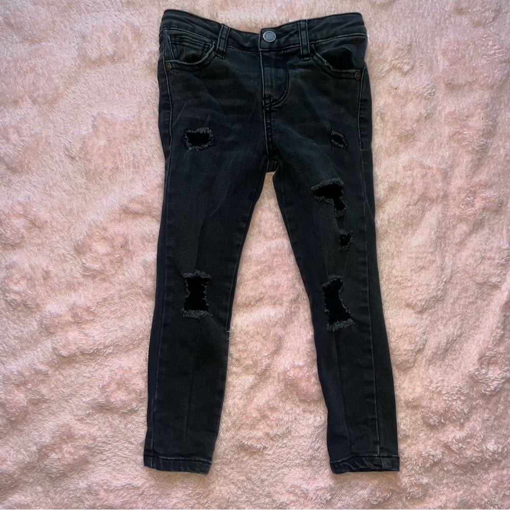 Girls Size 5 Art Class Black Ripped Skinny Ankle Adjustable Waist Jeans